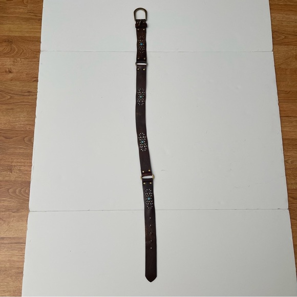 Linea Pelle Leather Belt with Turquoise Sz OS - Picture 8 of 9